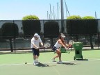 Tennis practice with the coach